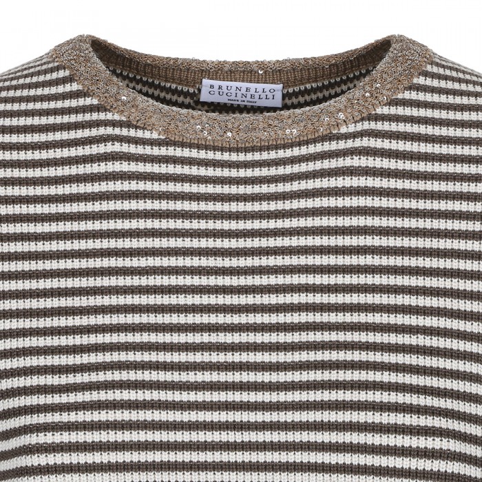 Striped cotton knit T-shirt