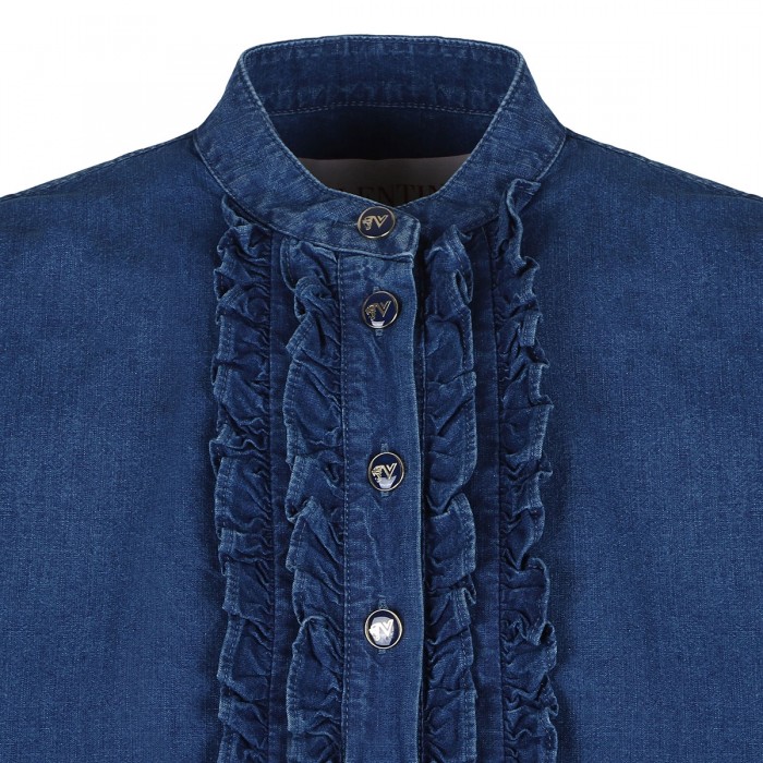 Ruffled denim shirt