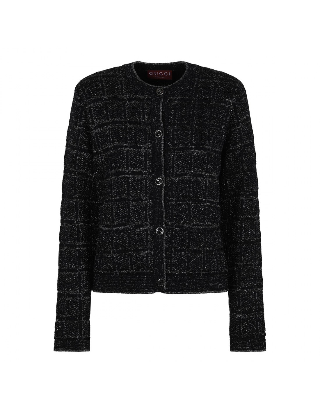 Wool and lamé jacquard cardigan