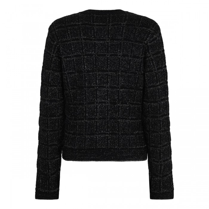 Wool and lamé jacquard cardigan