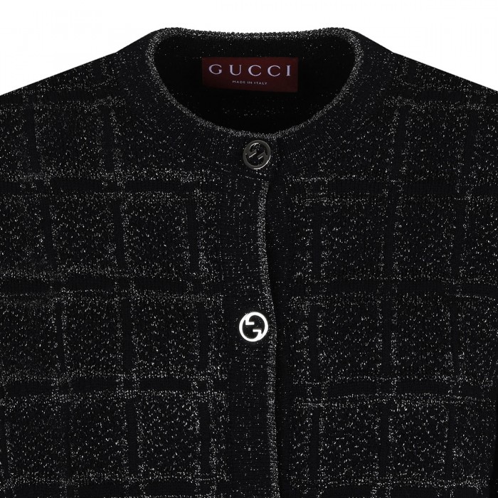 Wool and lamé jacquard cardigan