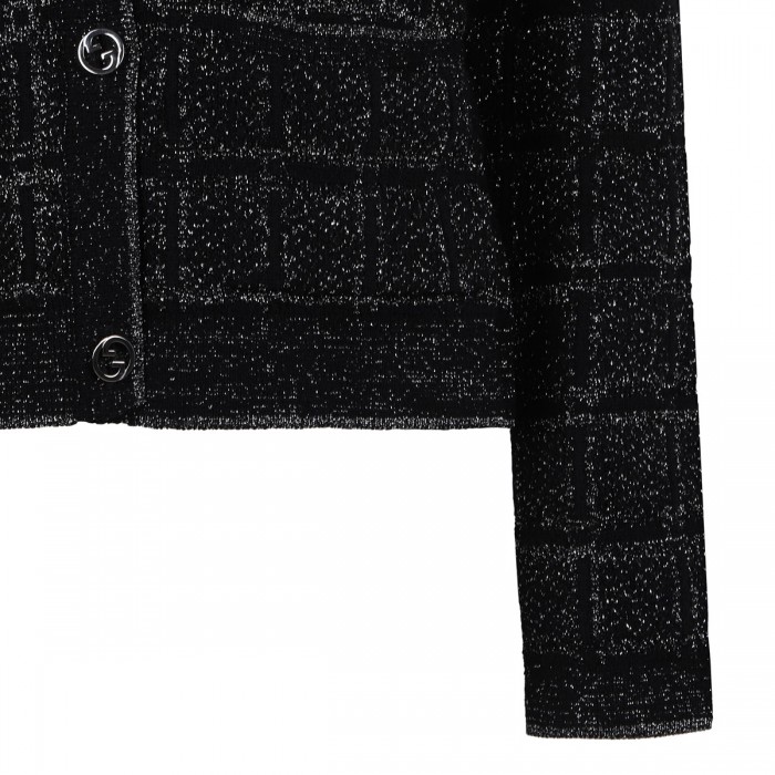 Wool and lamé jacquard cardigan