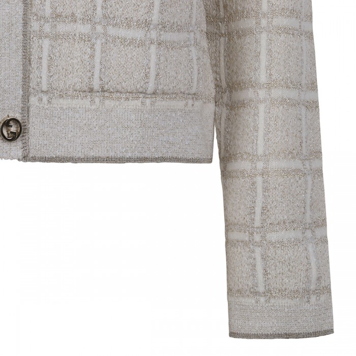 Wool and lamé jacquard cardigan