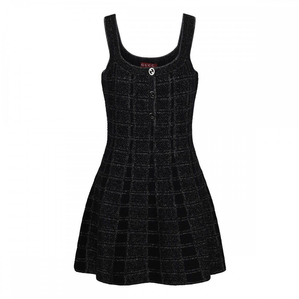 Wool and lamé jacquard dress