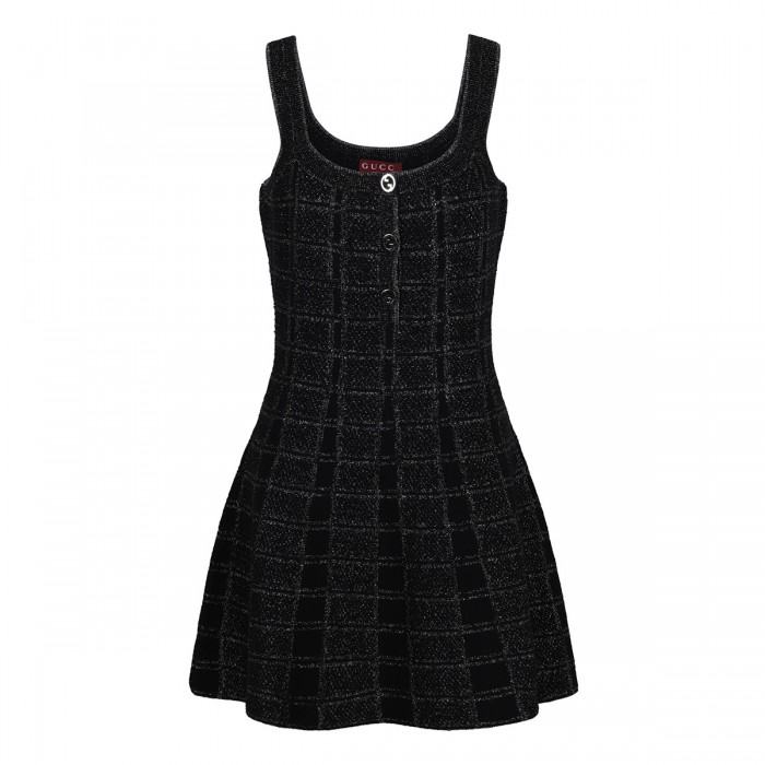 Wool and lamé jacquard dress