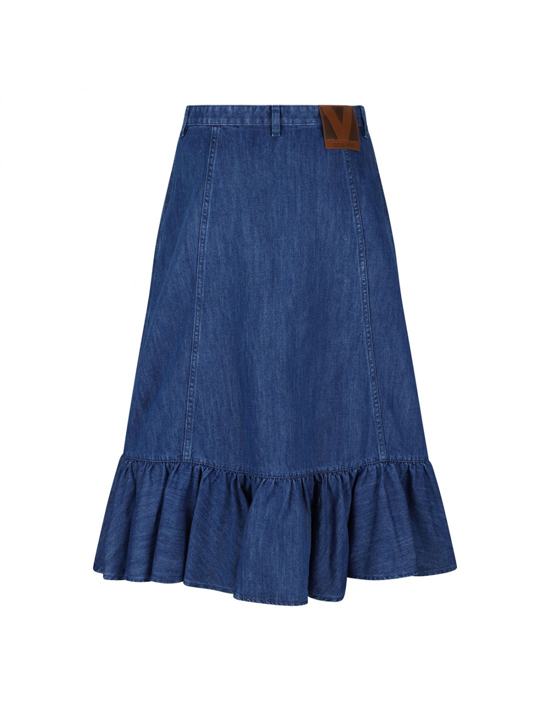 Blue denim midi skirt