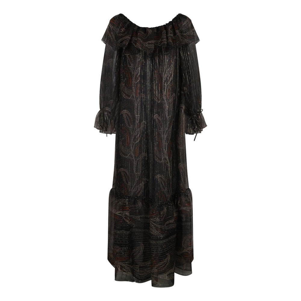 Lurex paisley silk crepon dress