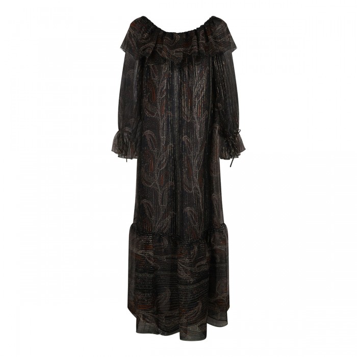 Lurex paisley silk crepon dress