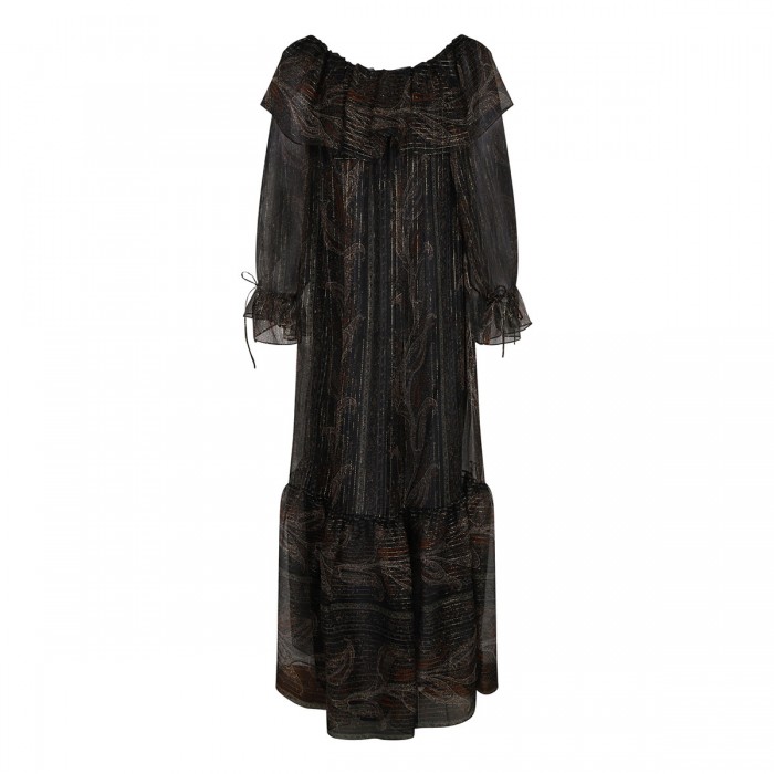 Lurex paisley silk crepon dress