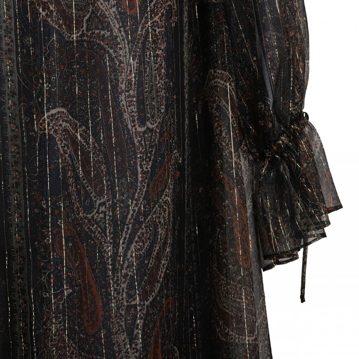 Lurex paisley silk crepon dress