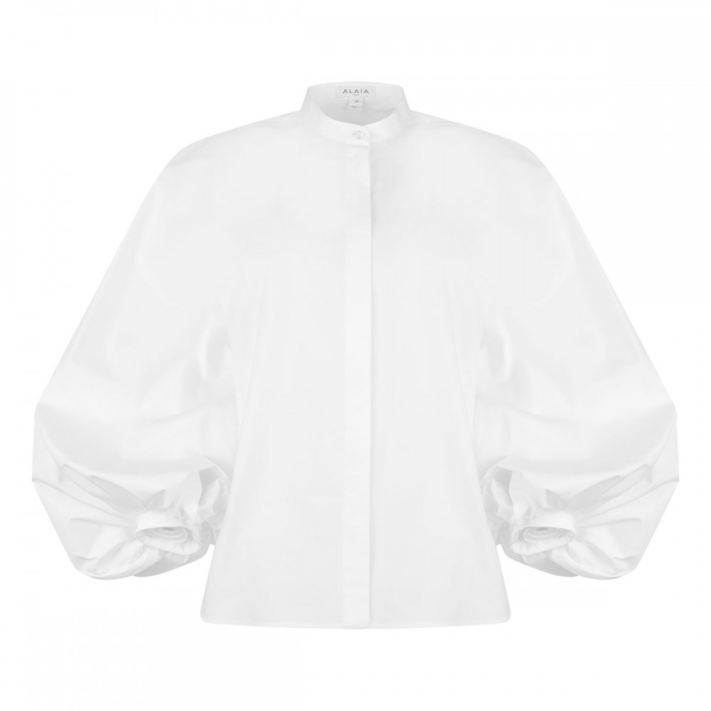 Balloon sleeves poplin shirt