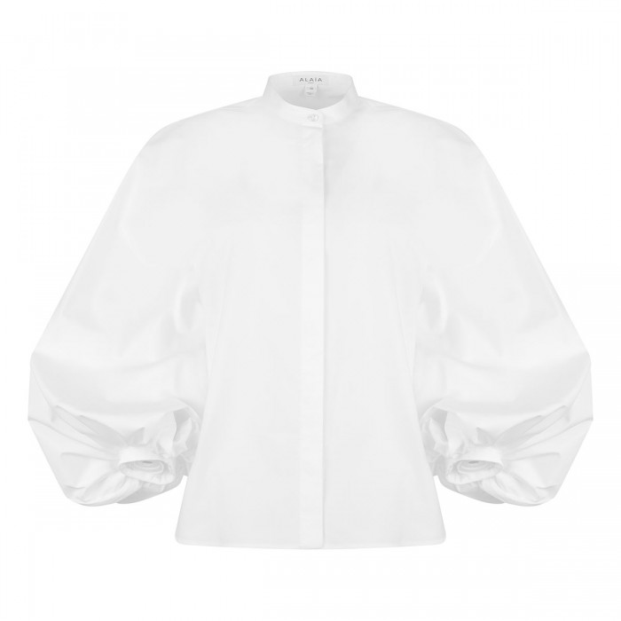 Balloon sleeves poplin shirt