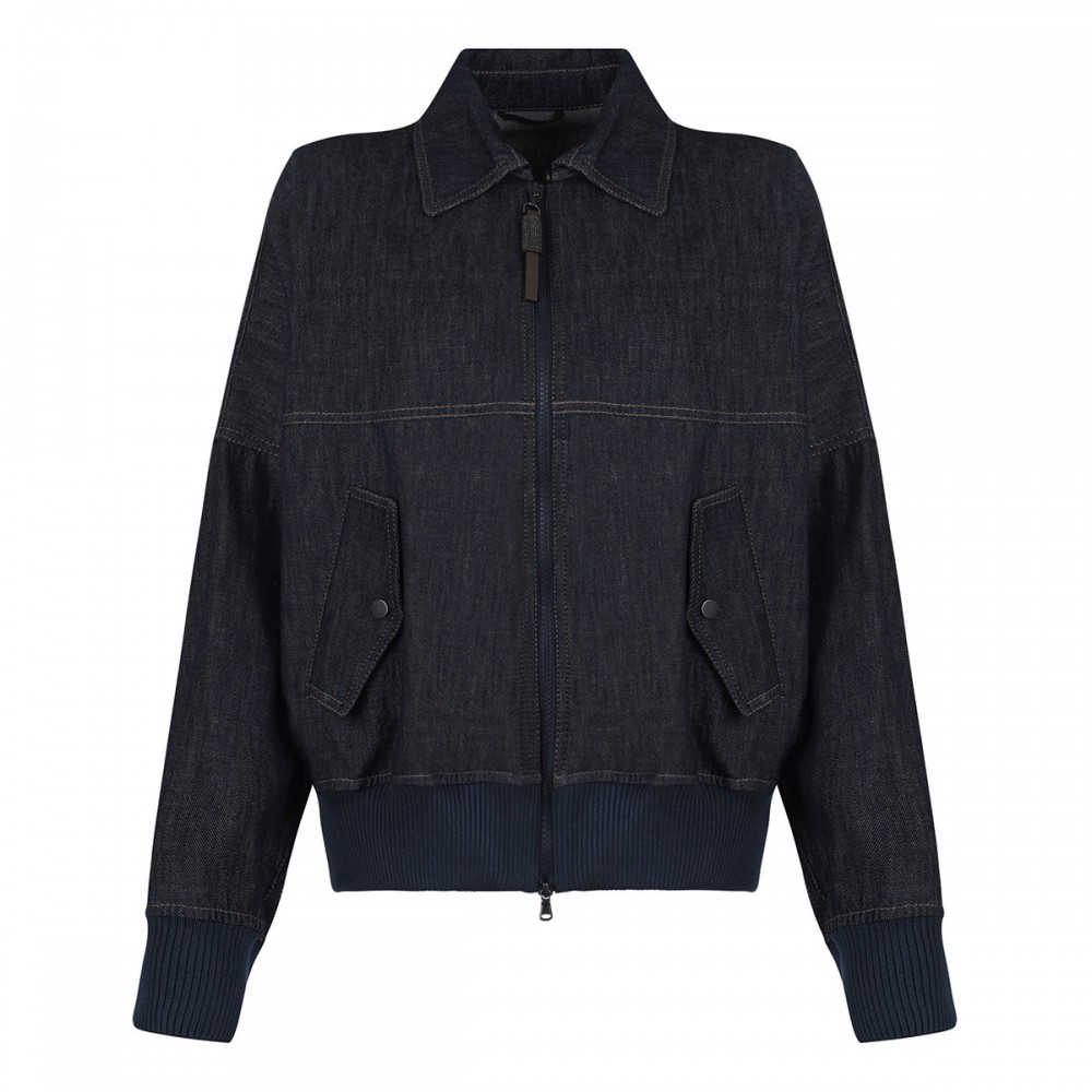 Denim-effect twill bomber