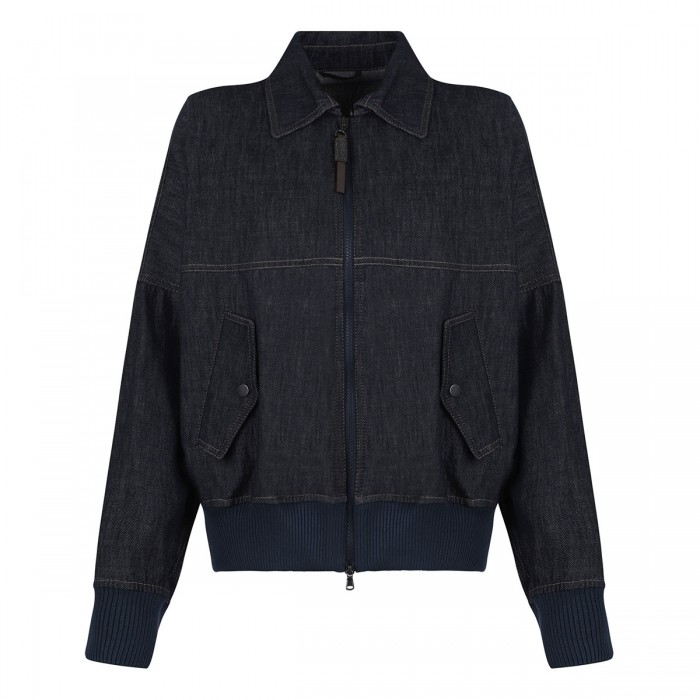 Denim-effect twill bomber