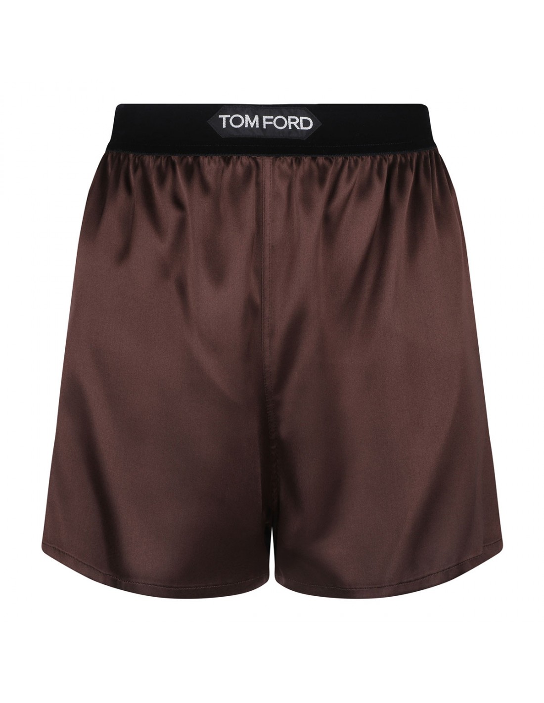 Dark brown silk satin boxer shorts