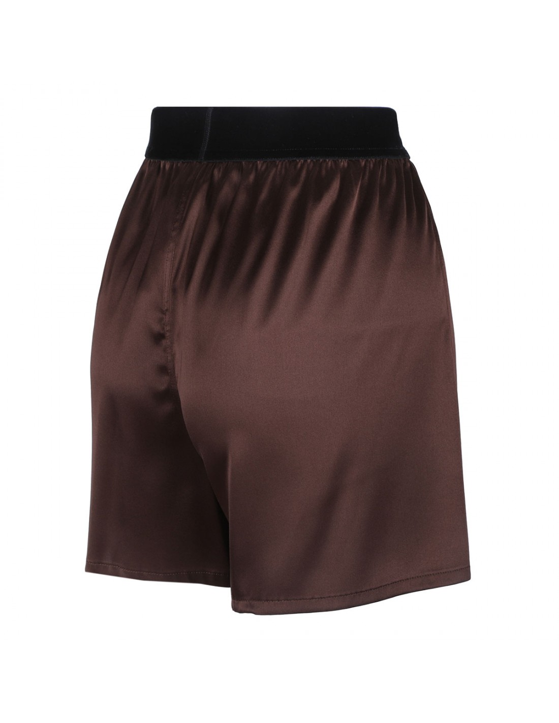 Dark brown silk satin boxer shorts