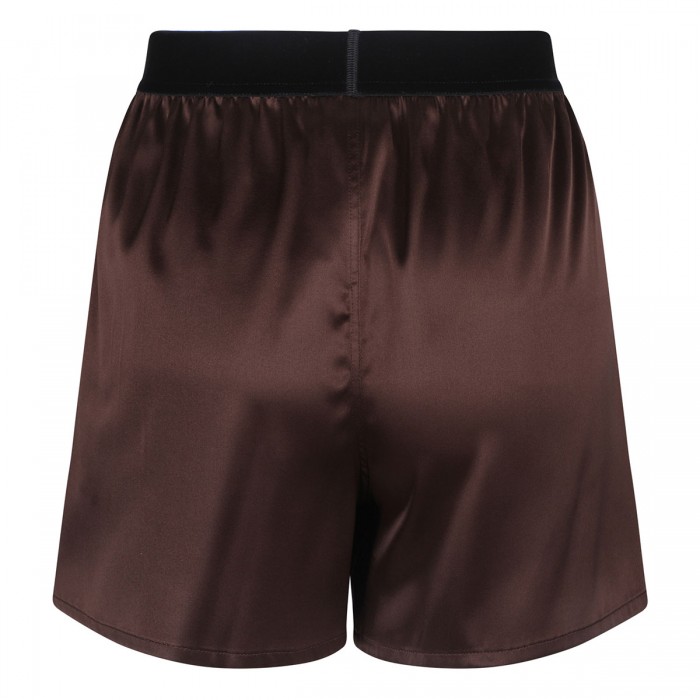 Dark brown silk satin boxer shorts