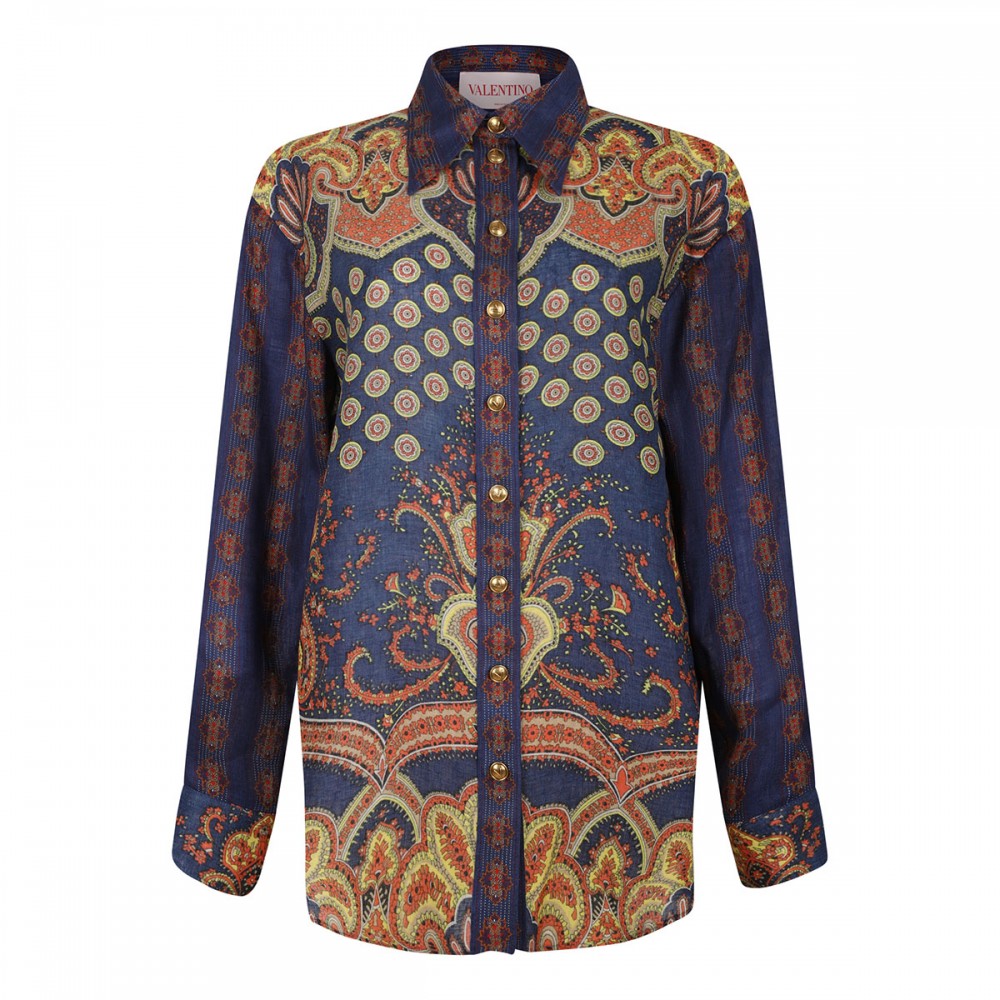 Paisley Medaglioni print linen shirt