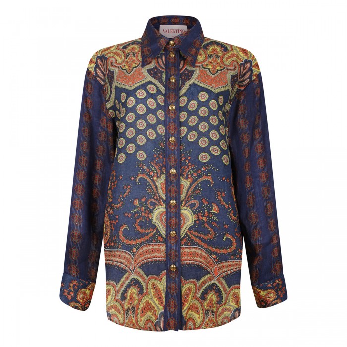 Paisley Medaglioni print linen shirt