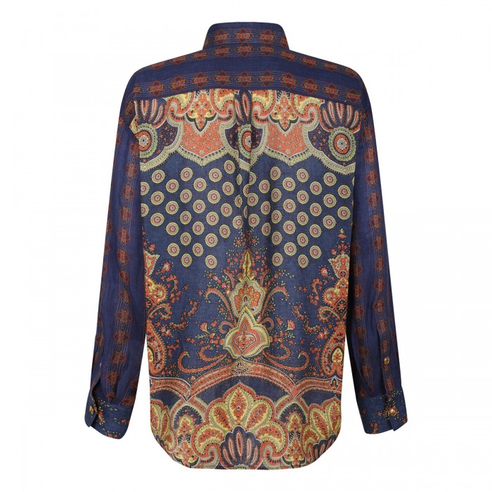 Paisley Medaglioni print linen shirt