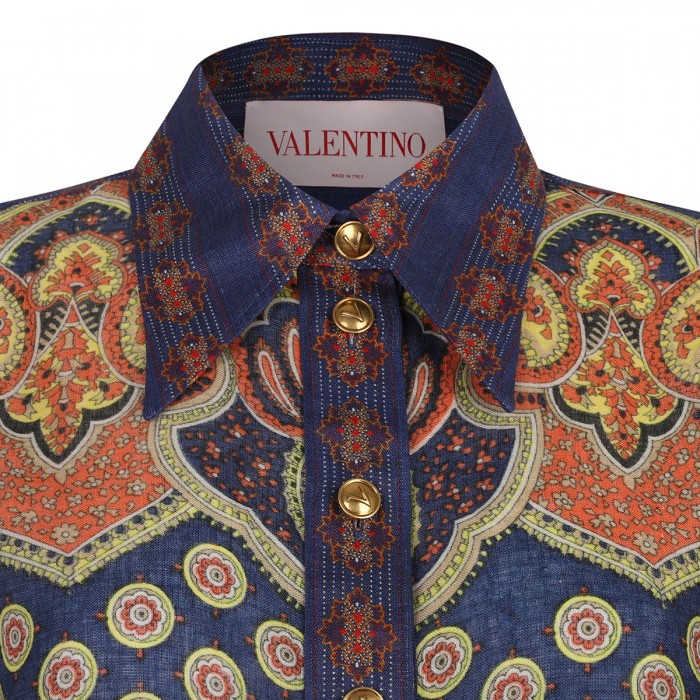 Paisley Medaglioni print linen shirt