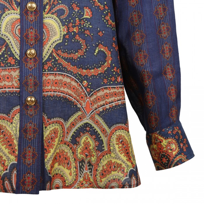 Paisley Medaglioni print linen shirt