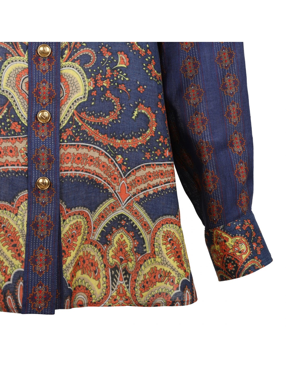 Paisley Medaglioni print linen shirt