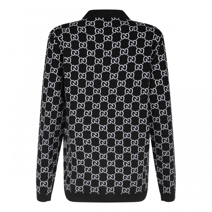 Reversible GG wool jacquard cardigan