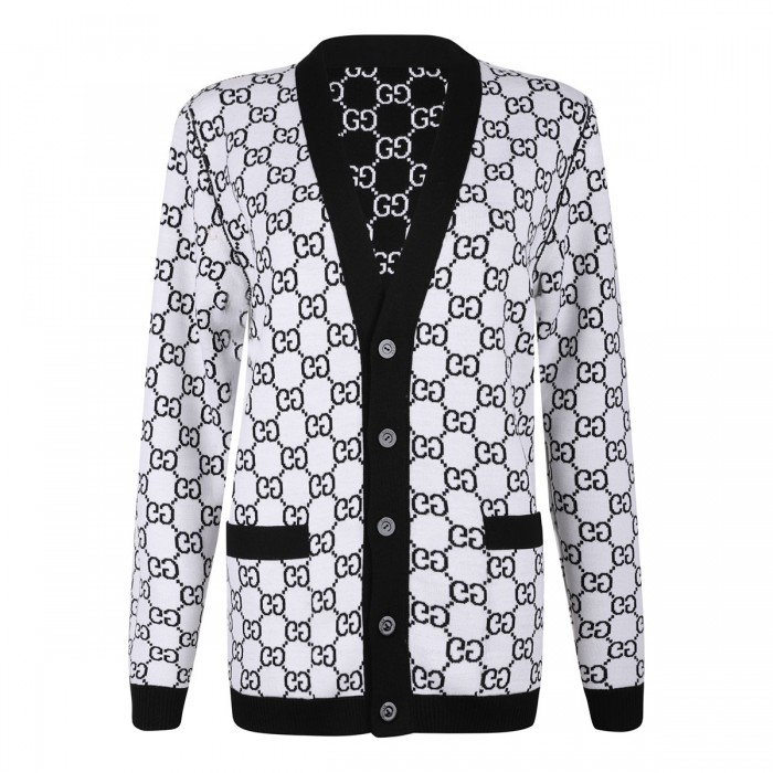 Reversible GG wool jacquard cardigan