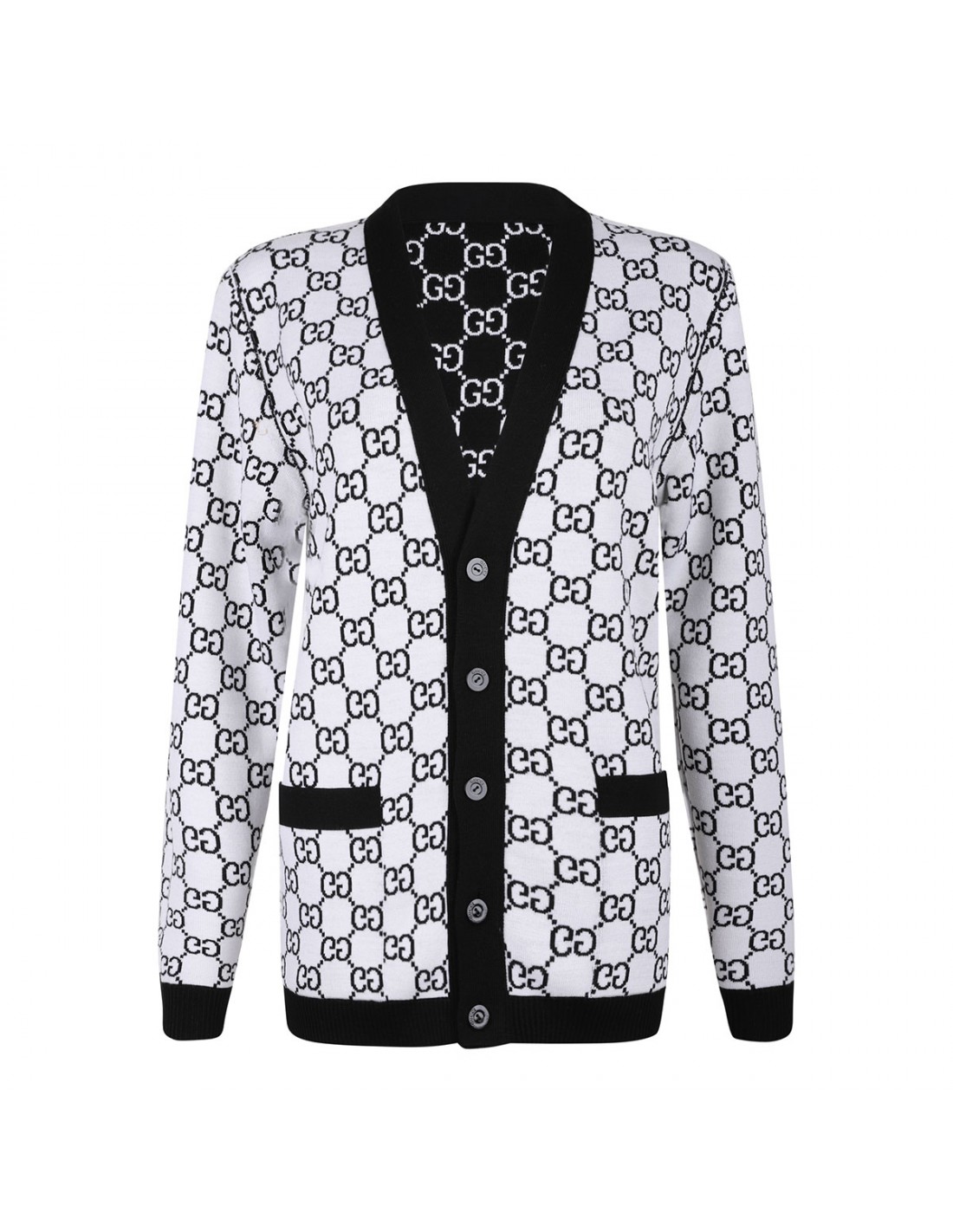 Reversible GG wool jacquard cardigan