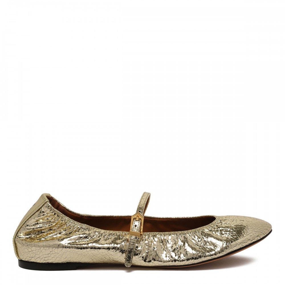 Gold-tone Mary Jane ballerinas