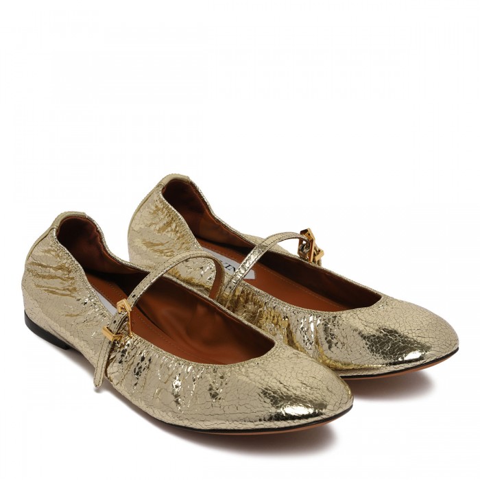 Gold-tone Mary Jane ballerinas