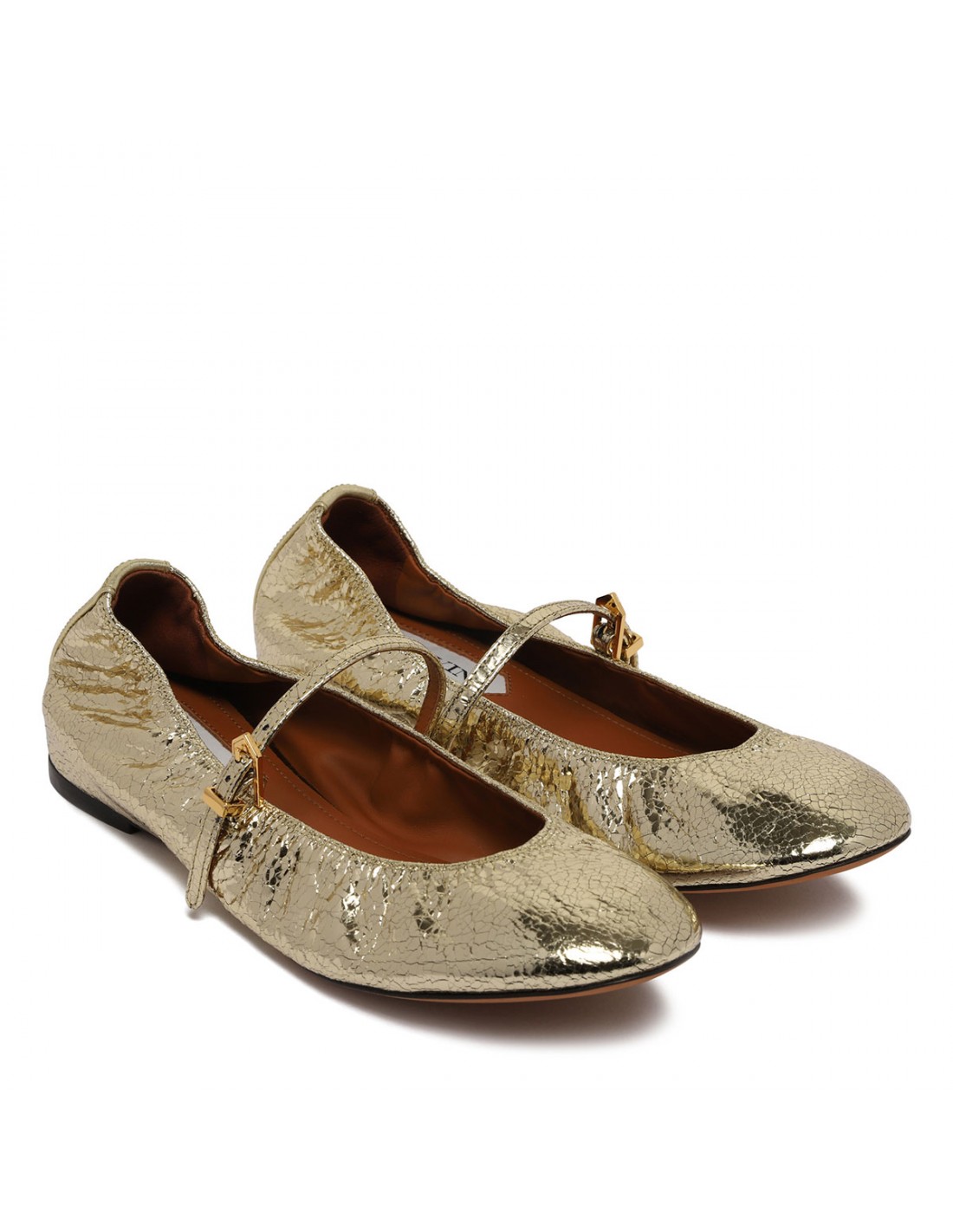 Gold-tone Mary Jane ballerinas