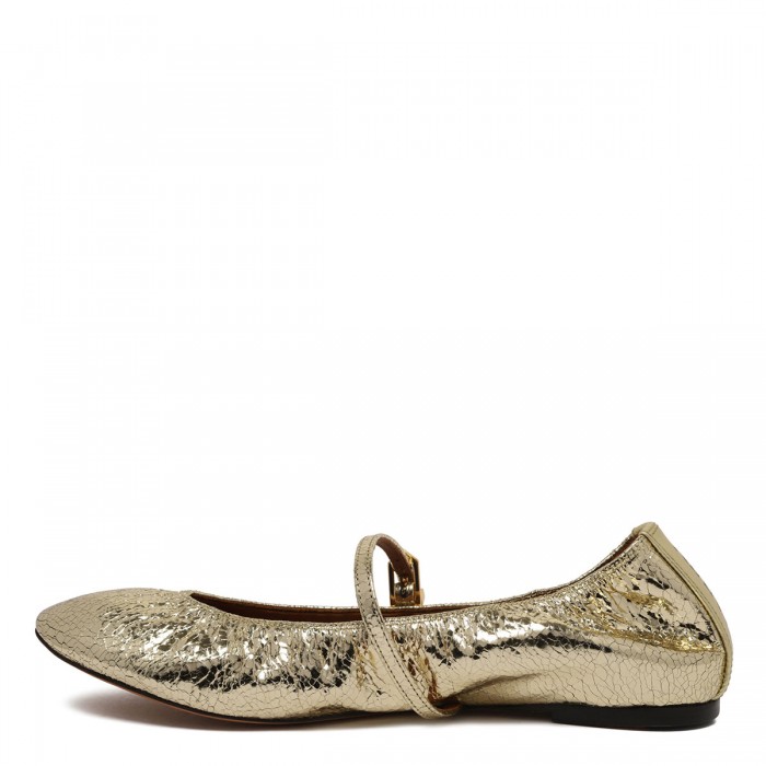 Gold-tone Mary Jane ballerinas