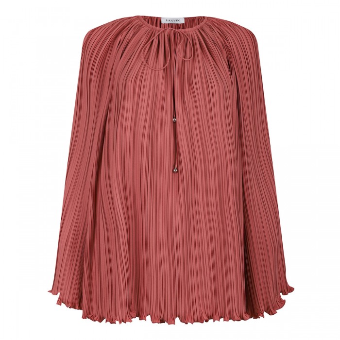 Peach pink pleated blouse