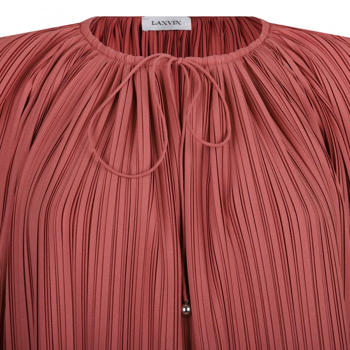 Peach pink pleated blouse