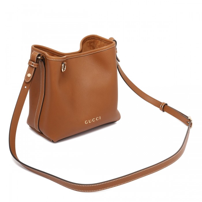 Leather mini bucket bag