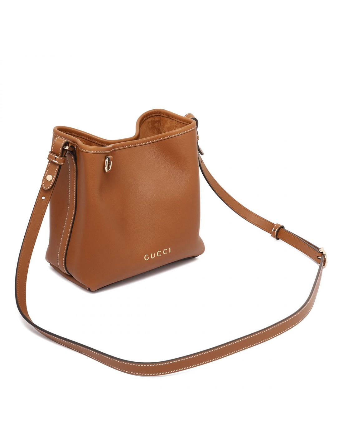 Leather mini bucket bag