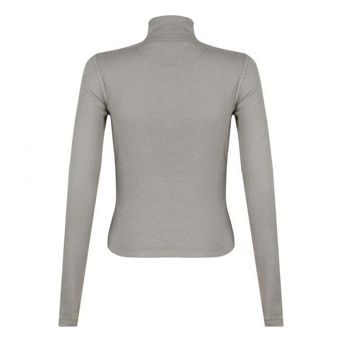 Long-sleeved rib cotton T-shirt