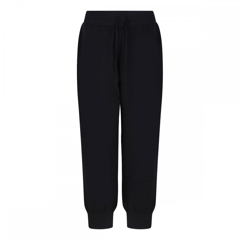 Black wool blend jogging pants