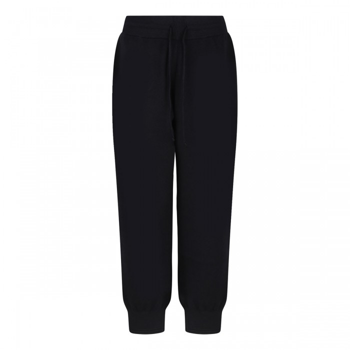 Black wool blend jogging pants