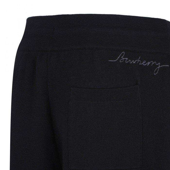 Black wool blend jogging pants