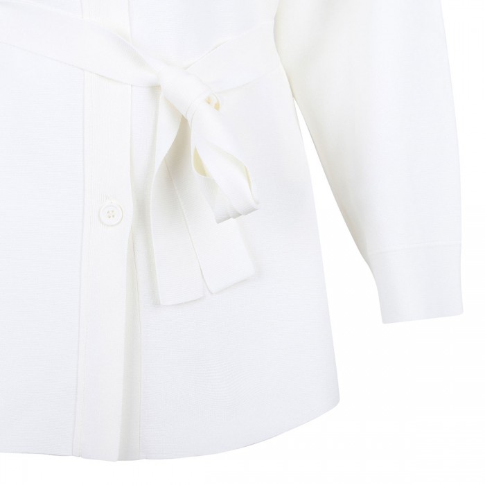 Self-tie belt white shirt