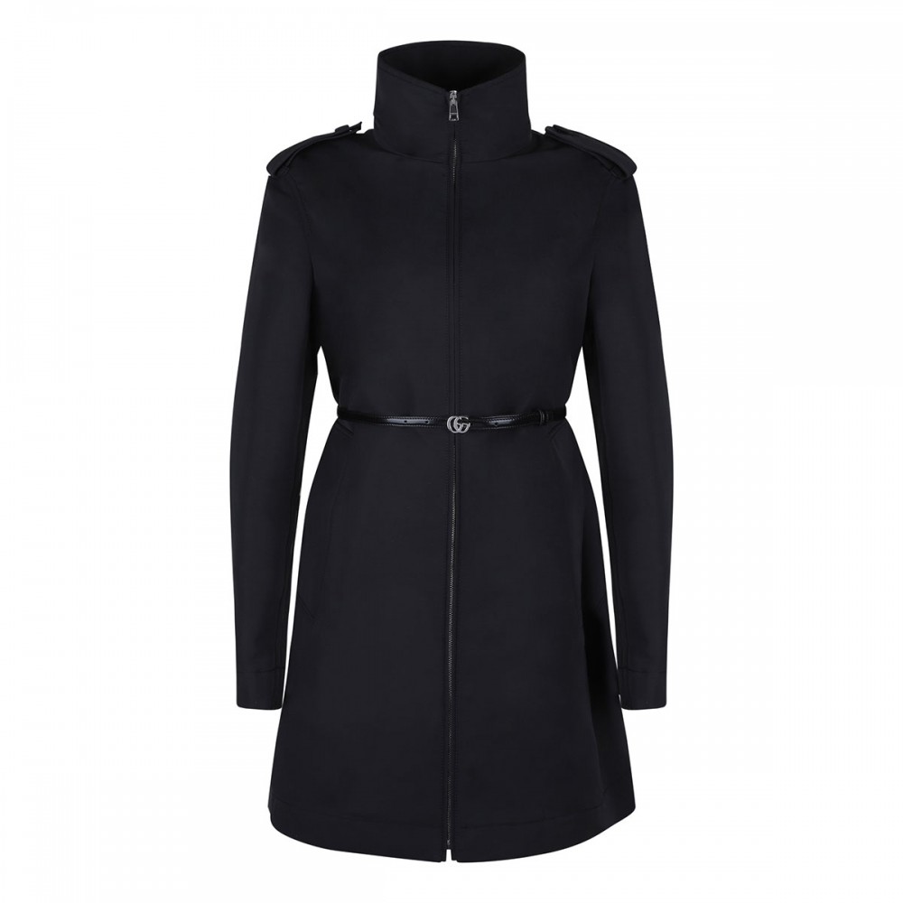 Black nylon faille coat