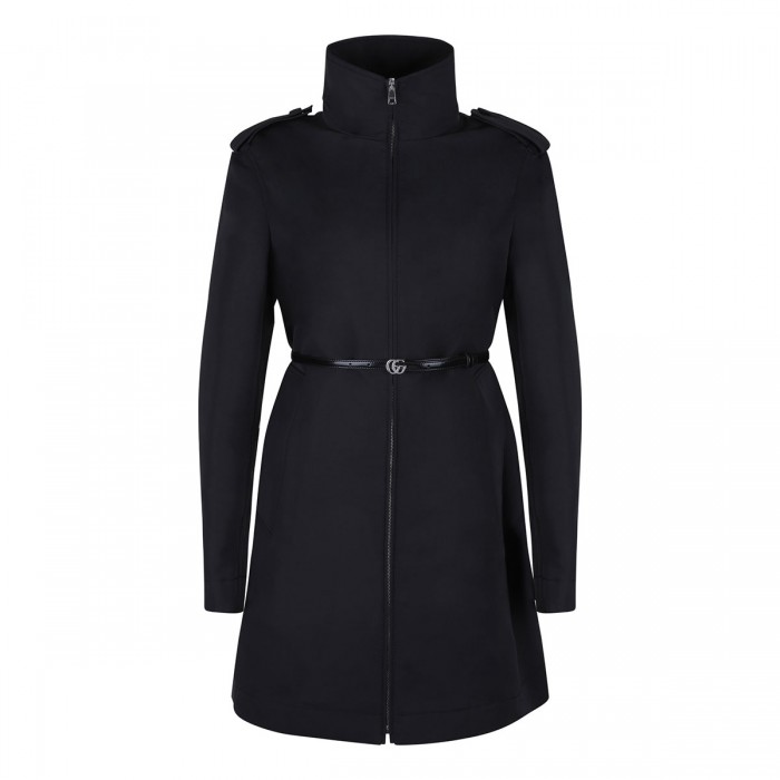 Black nylon faille coat