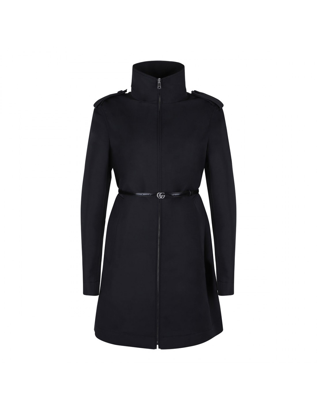 Black nylon faille coat