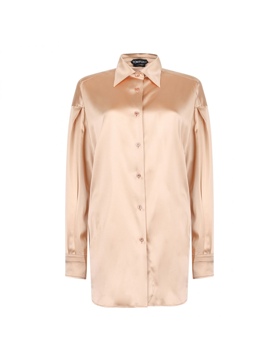 Stretch silk satin relaxed fit shirt