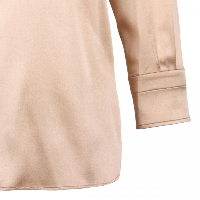 Stretch silk satin relaxed fit shirt