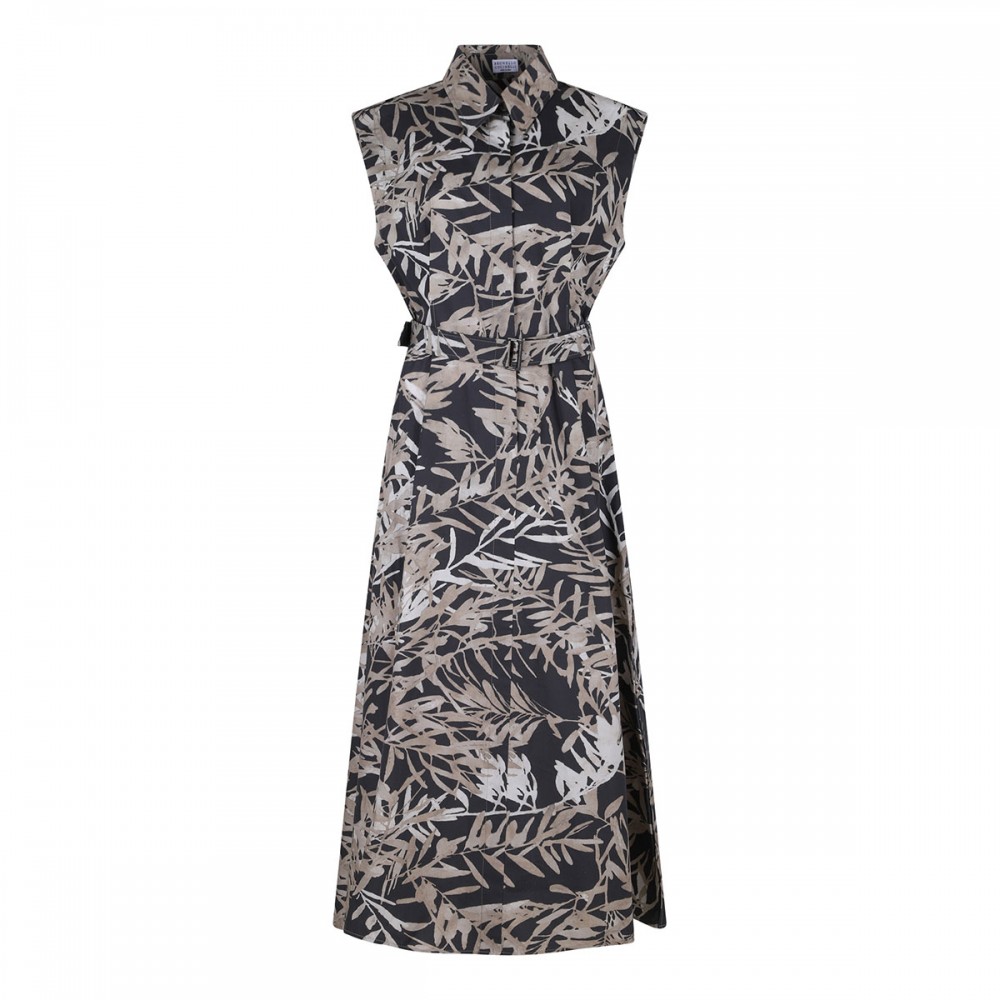 Printed poplin dress