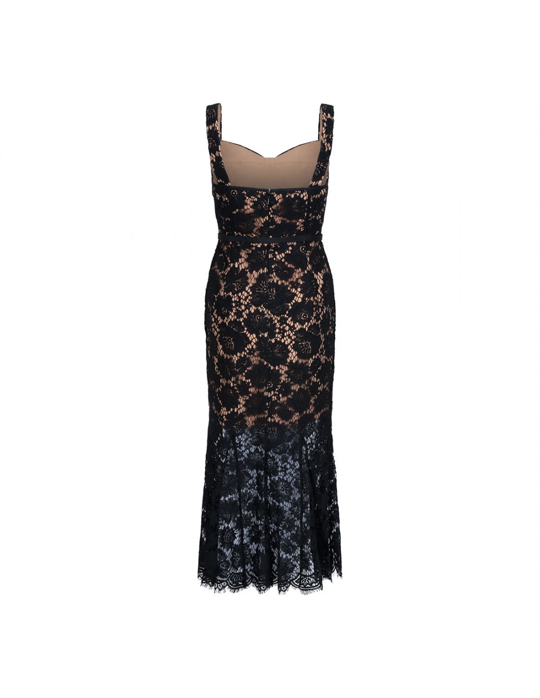 Black fine lace midi dress